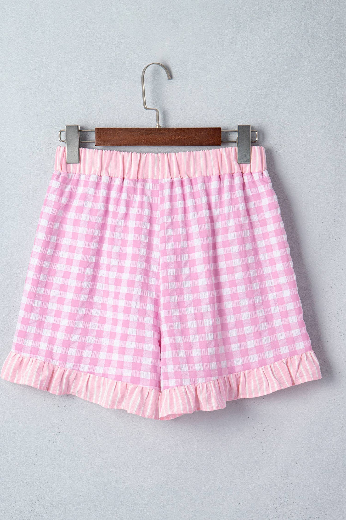 Plaid Checkered Gingham Print Ruffled Shorts