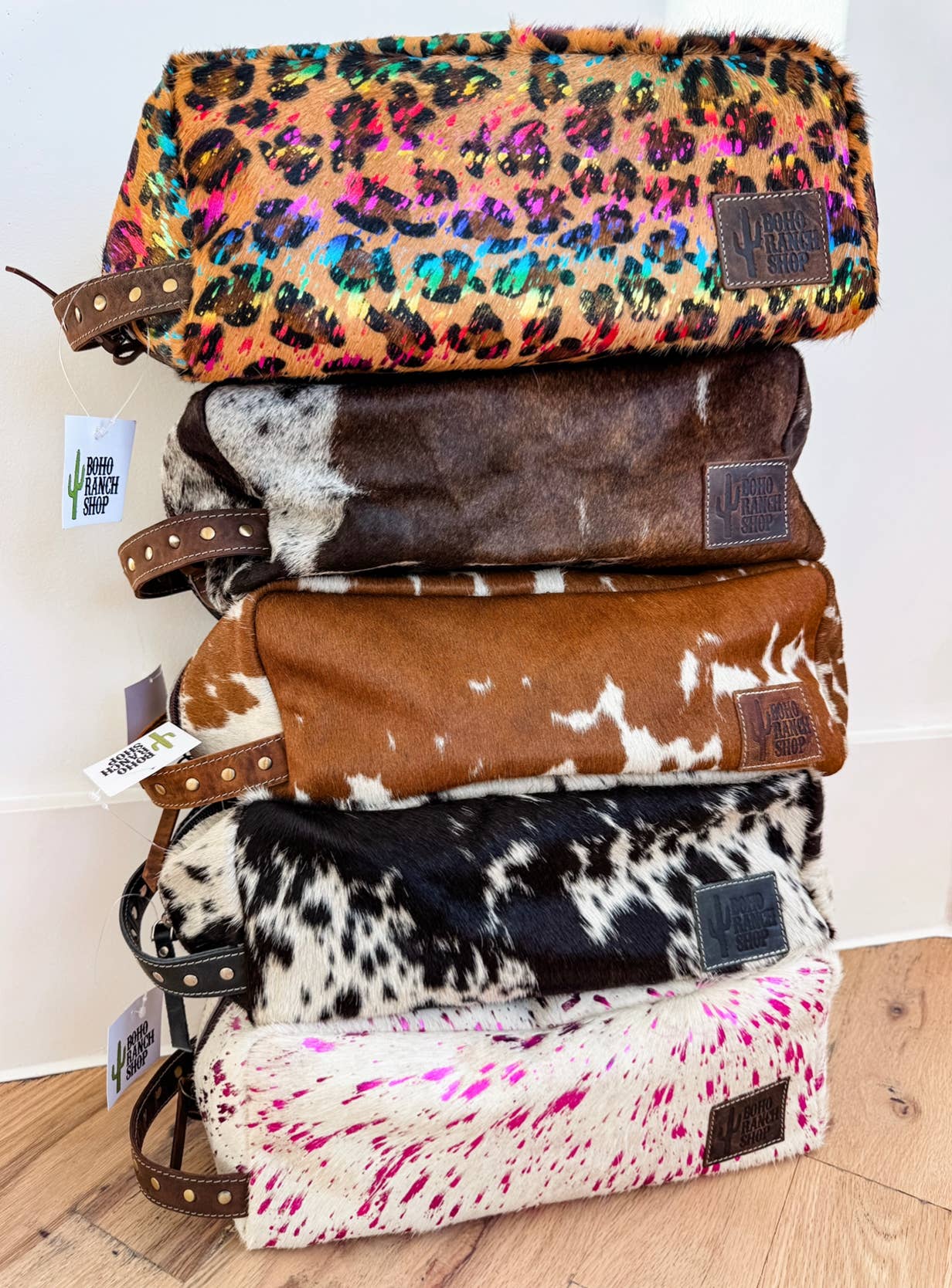 XL Cowhide Western Toiletry Hair Tools Bag Makeup Travel