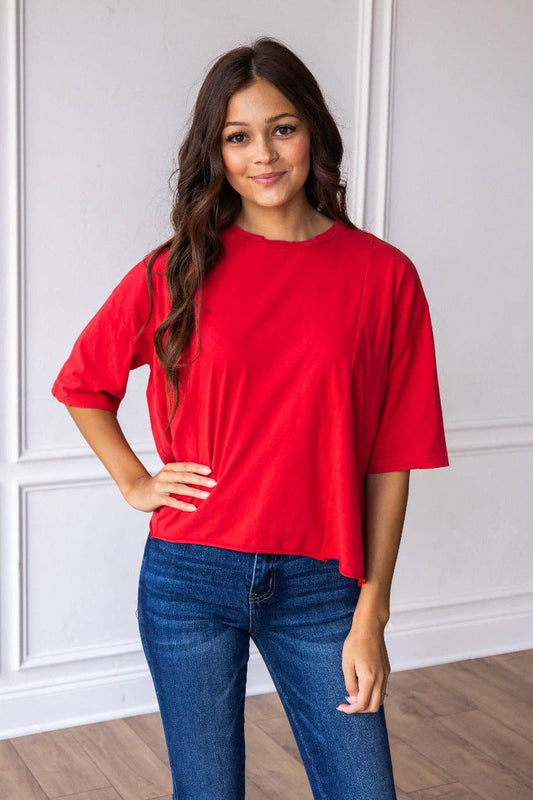Red Boxy Crop Top