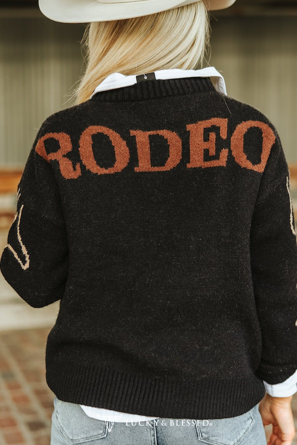 Black Rodeo Boot Stitch Knitted Sweatshirt