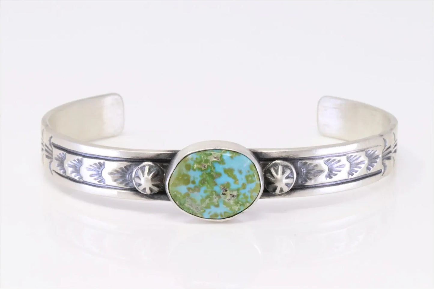 Rick Enriquez Handmade Sterling Silver Sonora Gold Turquoise Bracelet