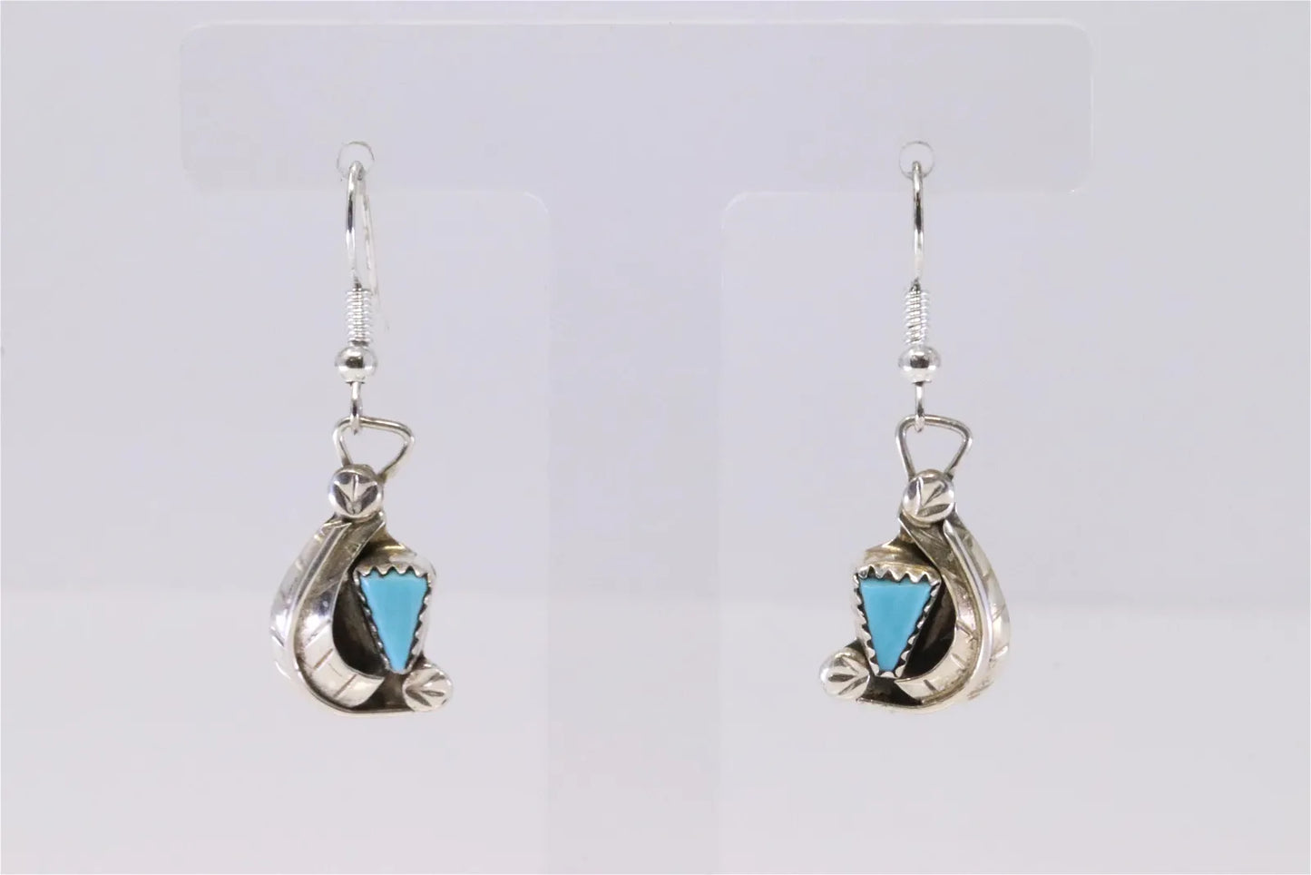 AL Maker's Mark Navajo Handmade Sterling Silver Turquoise Dangling Earrings