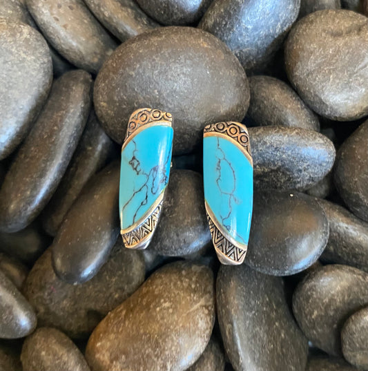 Turquoise and Silver Clip-on Earrings