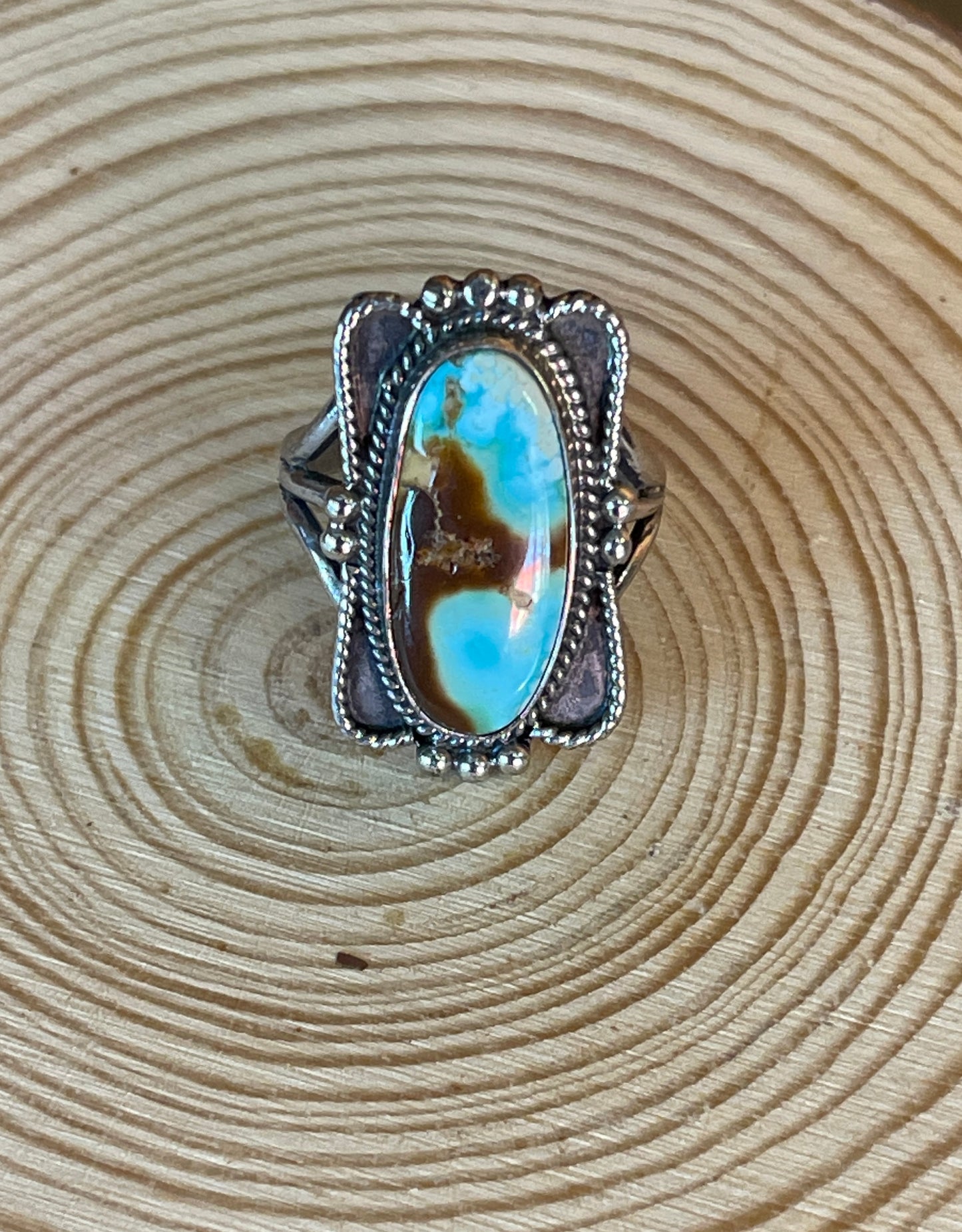 Unmarked Native America Navajo Sterling Silver Turquoise Ring