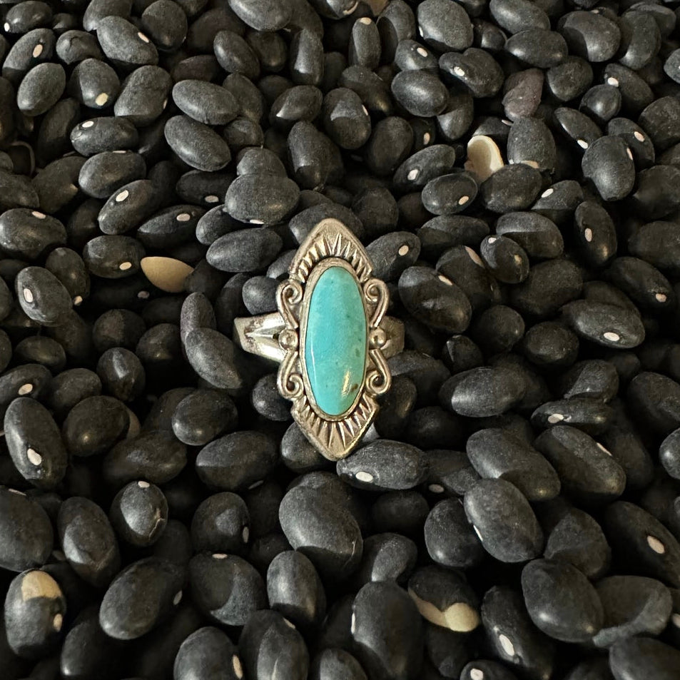 Navajo Handmade Marked by Maker Single Turquoise Stone Ring