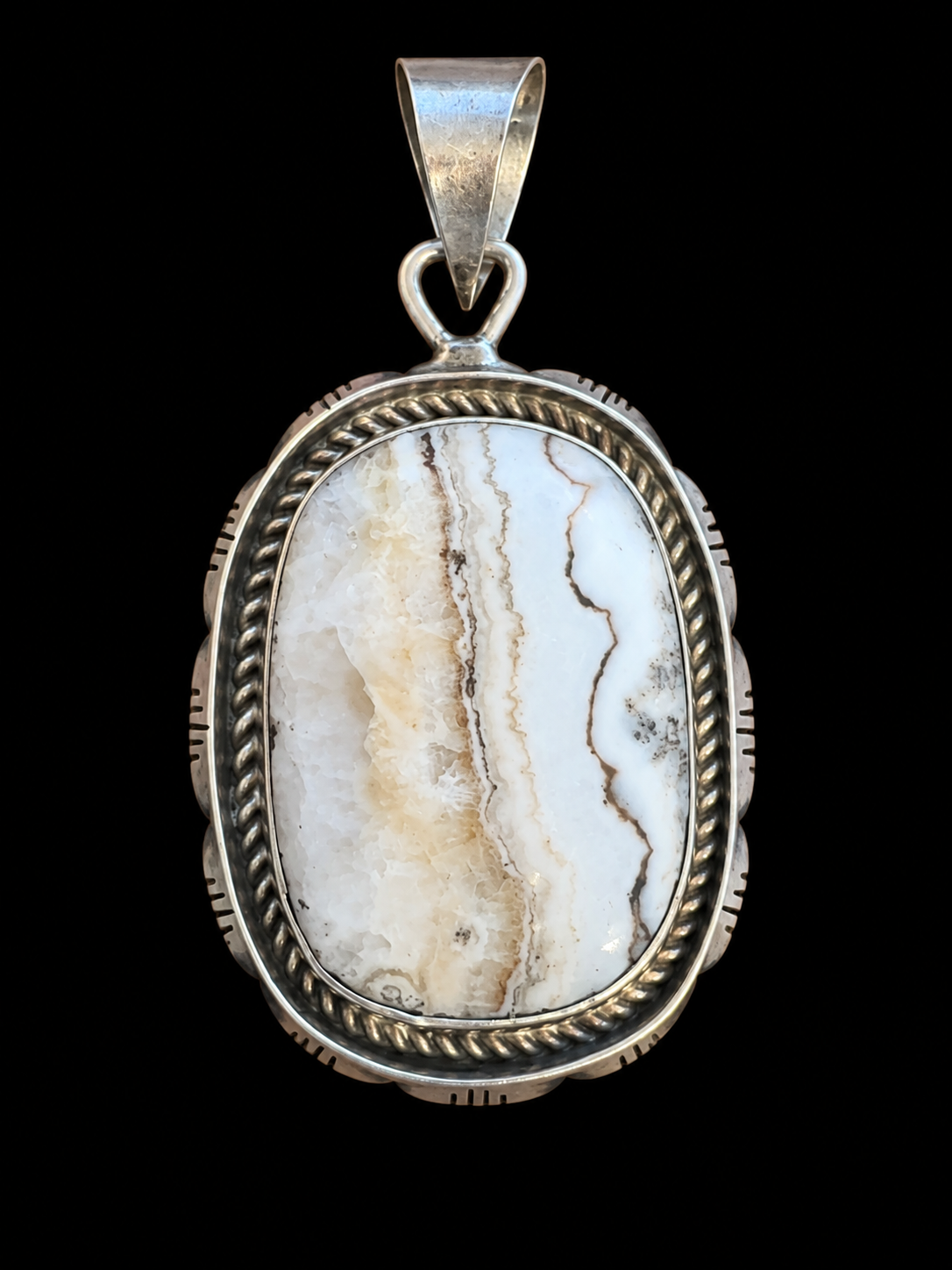 Jerome Wright  - J. Wright Sterling Gray Jasper Pendant