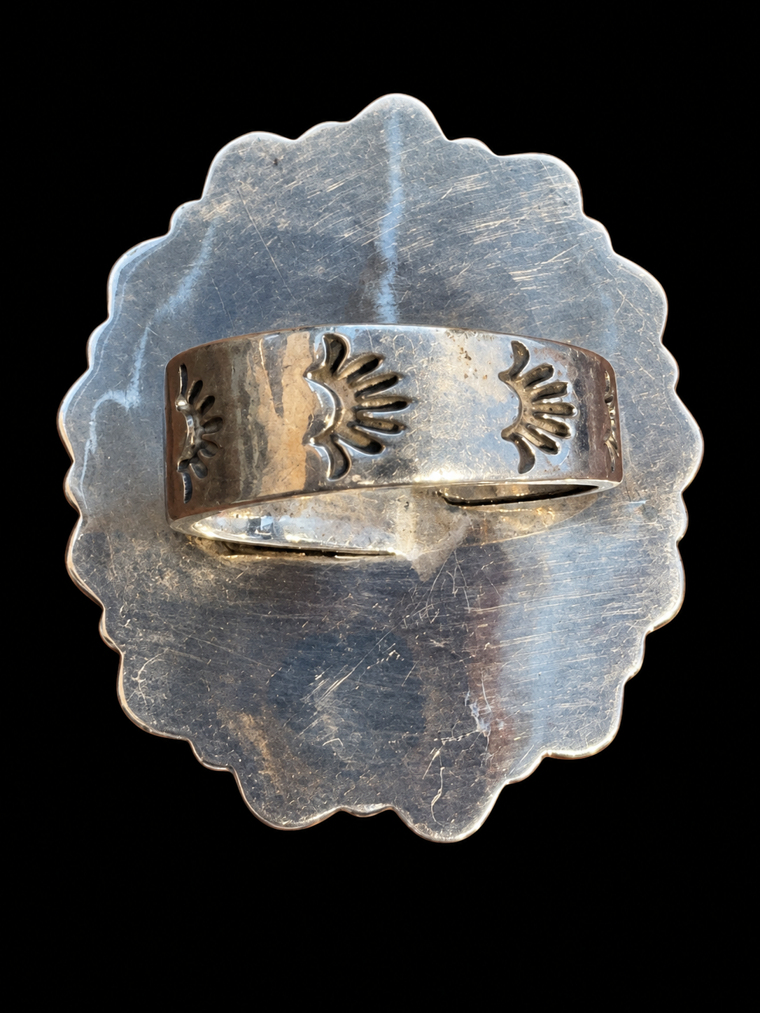 Onyx, Gray Agate and Sterling Adjustable Ring Rope Detail