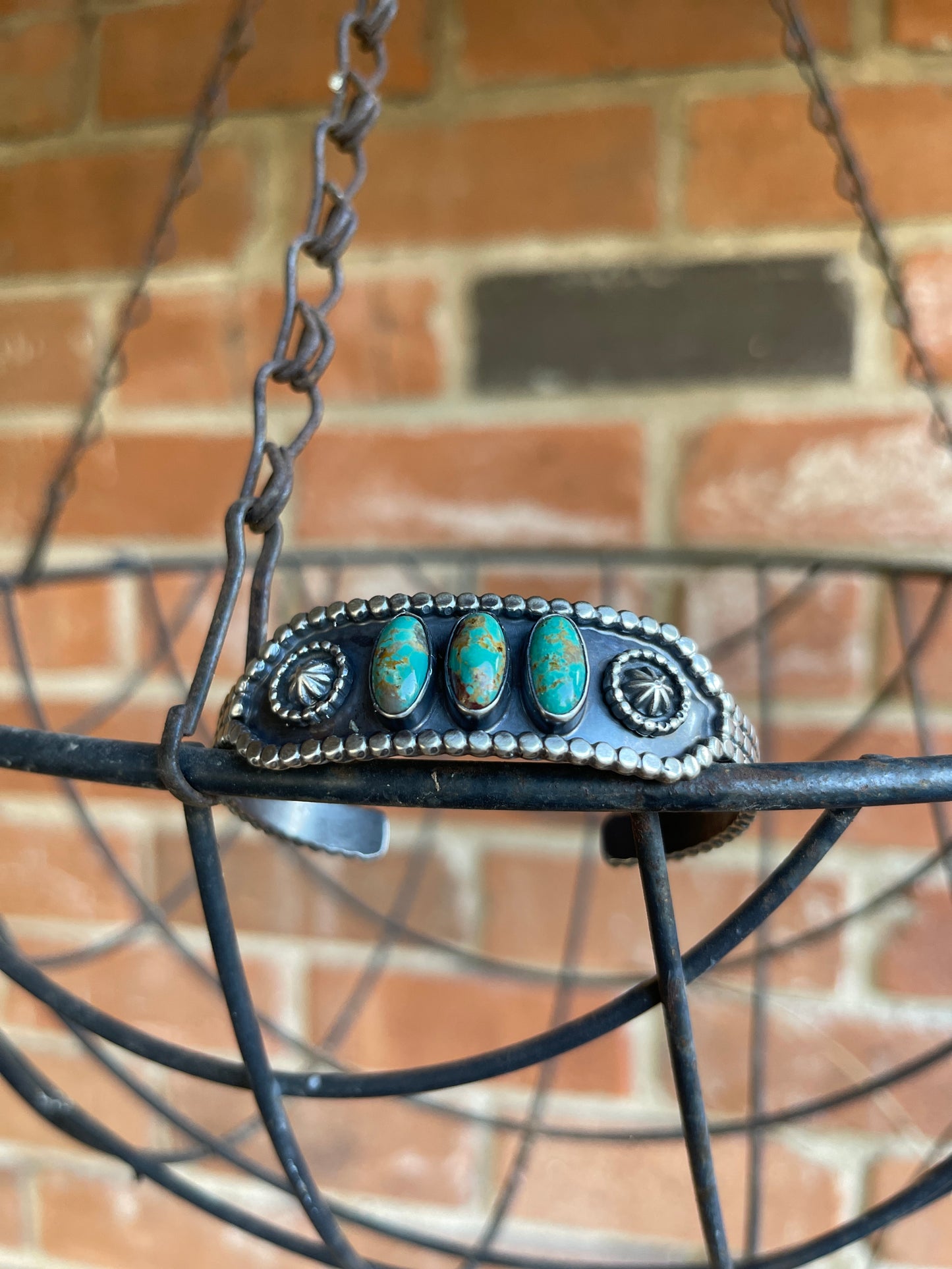 Verley Betone Navajo Turquoise Cuff Bracelet set in Sterling Silver