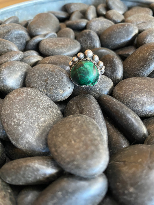 Navajo Silver and Malachite Stone Ring