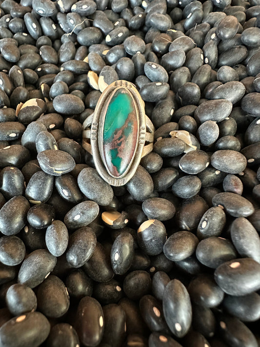 Unmarked Sterling Silver Blue Green Turquoise Ring