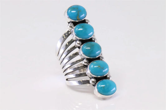 Thomas Yazzie Navajo Handmade 5 Stone Ring