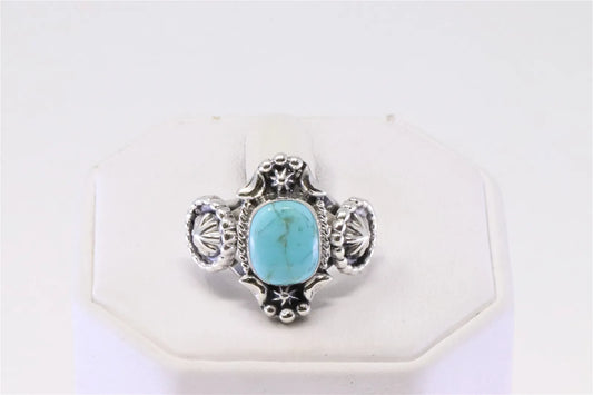 Running Bear Native America Navajo Handmade .925 Silver Turquoise Ring