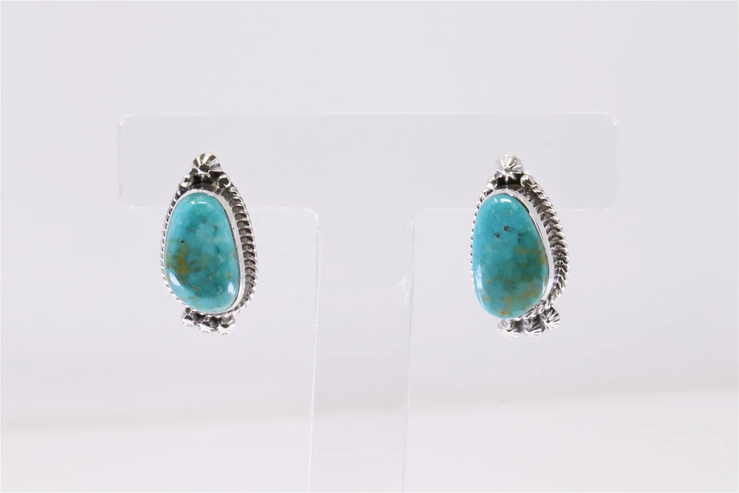 Running Bear Maker's Mark Navajo Handmade Sterling Silver Turquoise Post Back