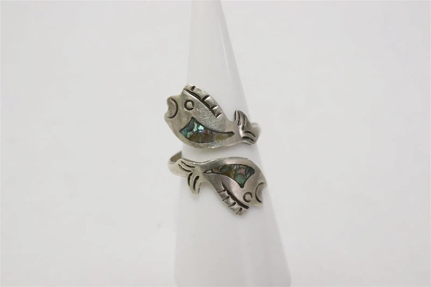 Unmarked Native American Sterling Double Fish Ring