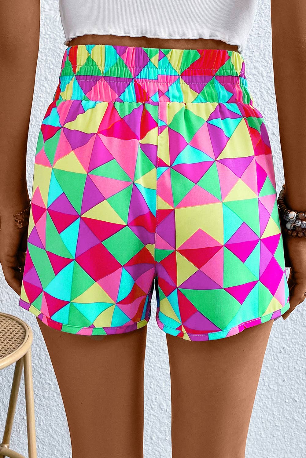 Women Checked Plaid High Waist Athletic Shorts | S-XL