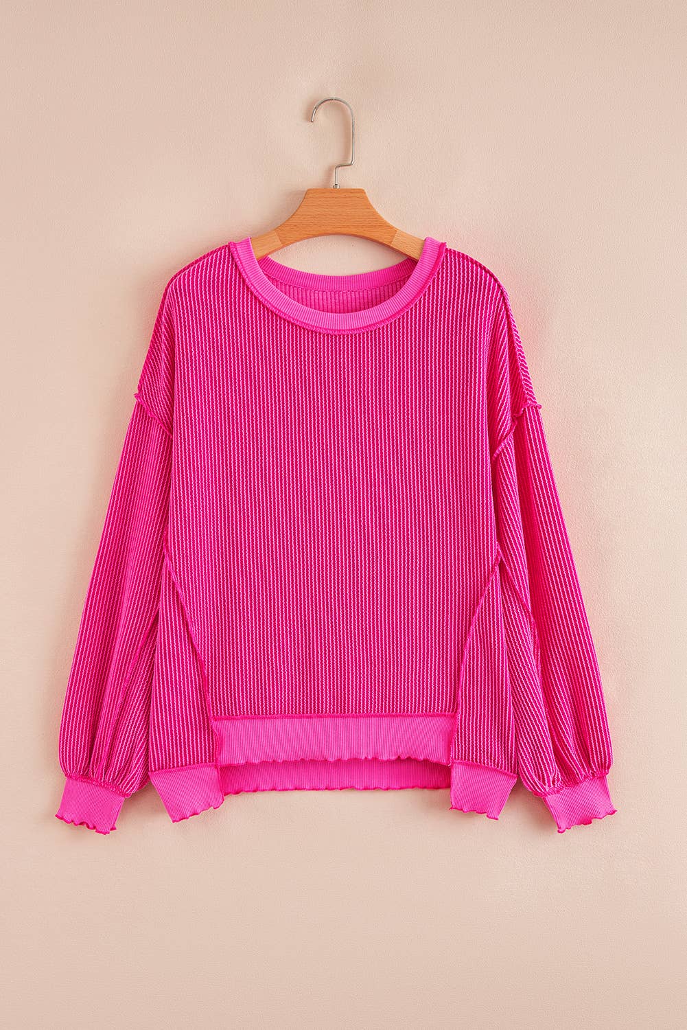 Sweetheart Hot Pink Distressed Knit Top
