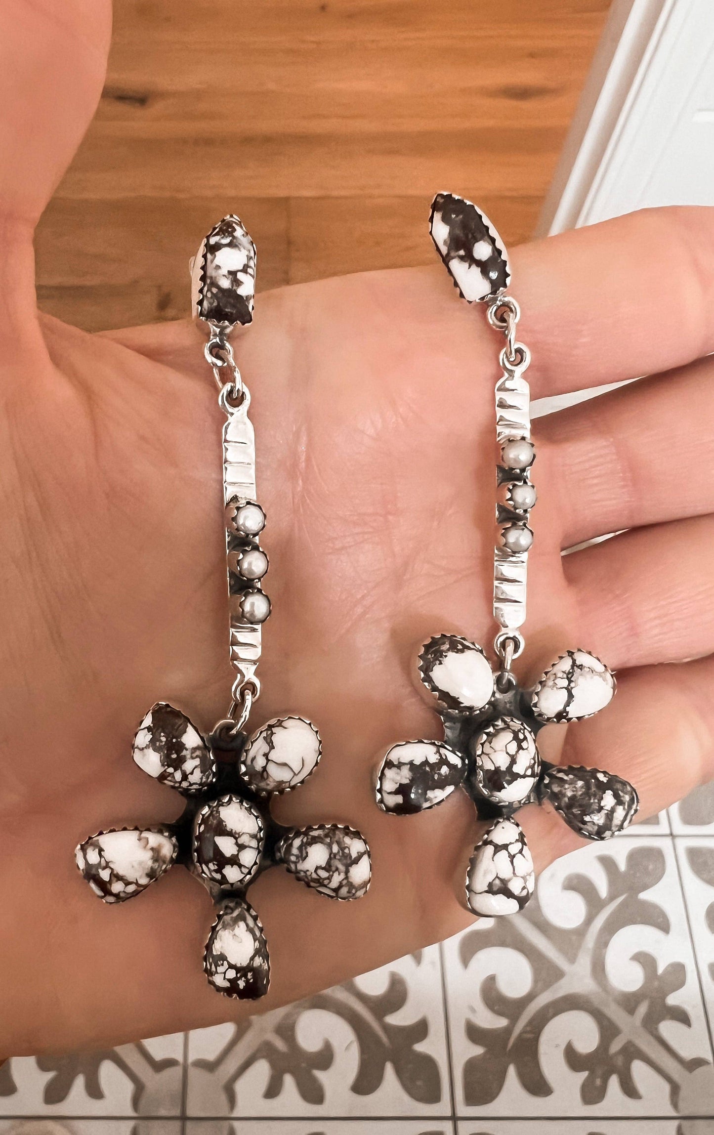 Soul Sister Flower Sterling Silver & Stone Earrings