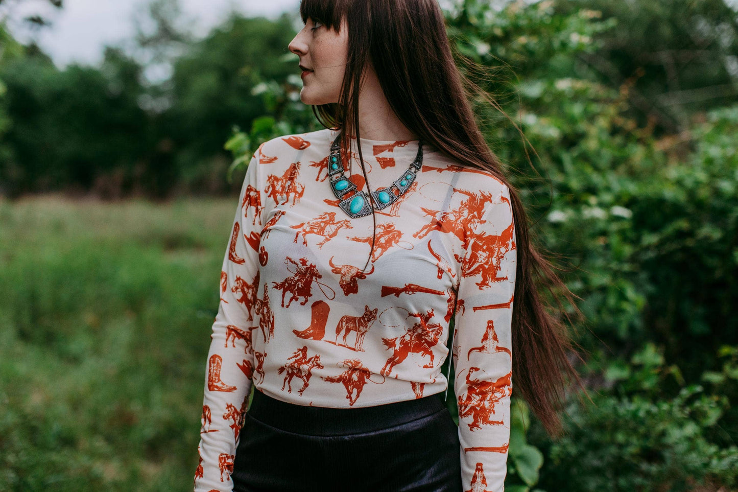 MK165 Cowboys & Indians LS Mesh Top