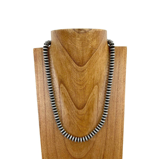 NKS230603-41-SILVER     21 Inches 10mm roundel silver Navajo pearl bead Necklace