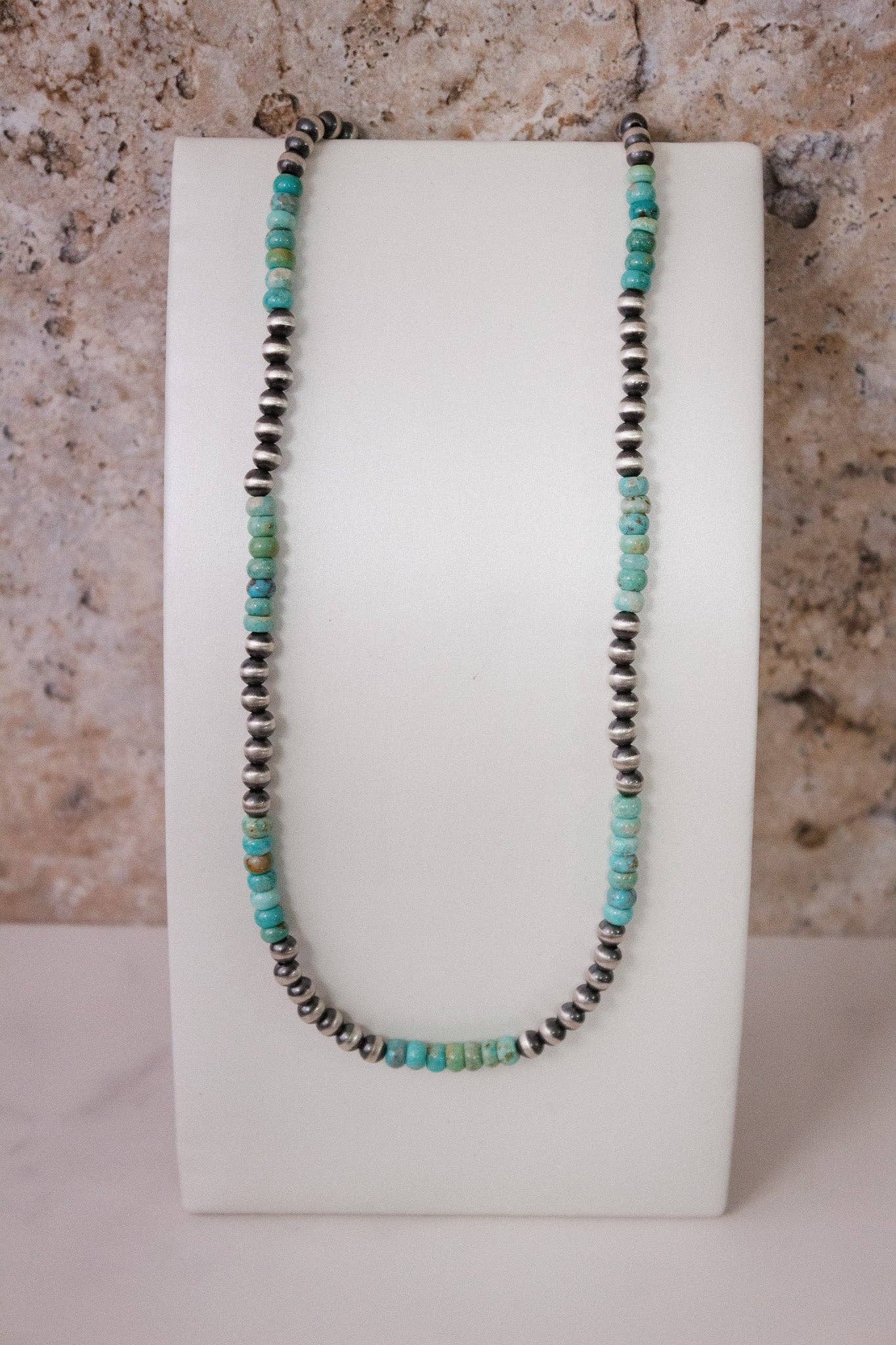 Turquoise Slab Cluster & Desert Pearl Necklace