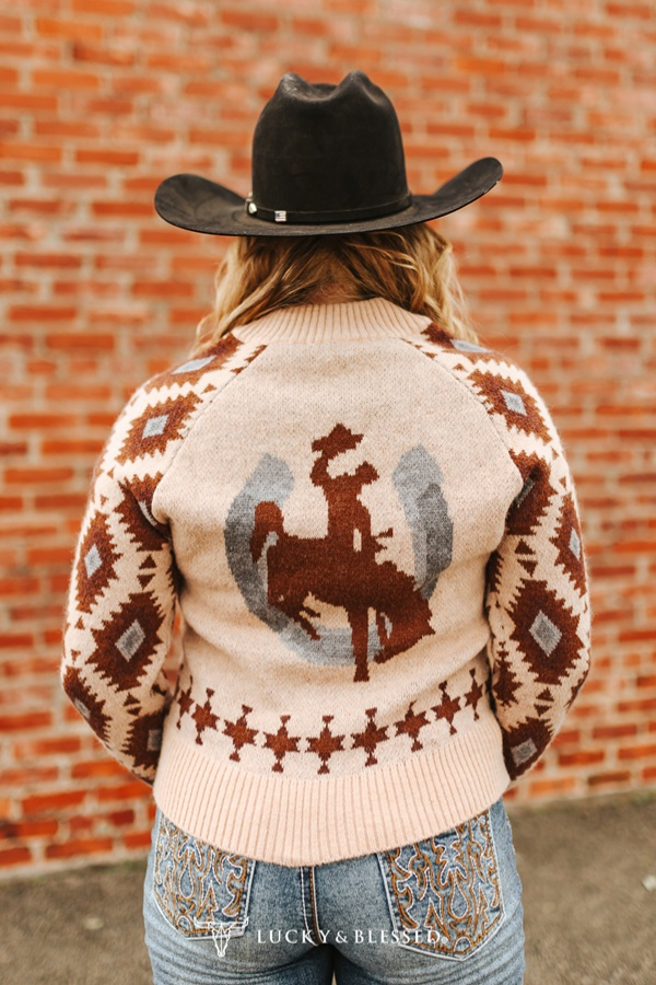 Kickin Broncho Knit Zip-up Sweater
