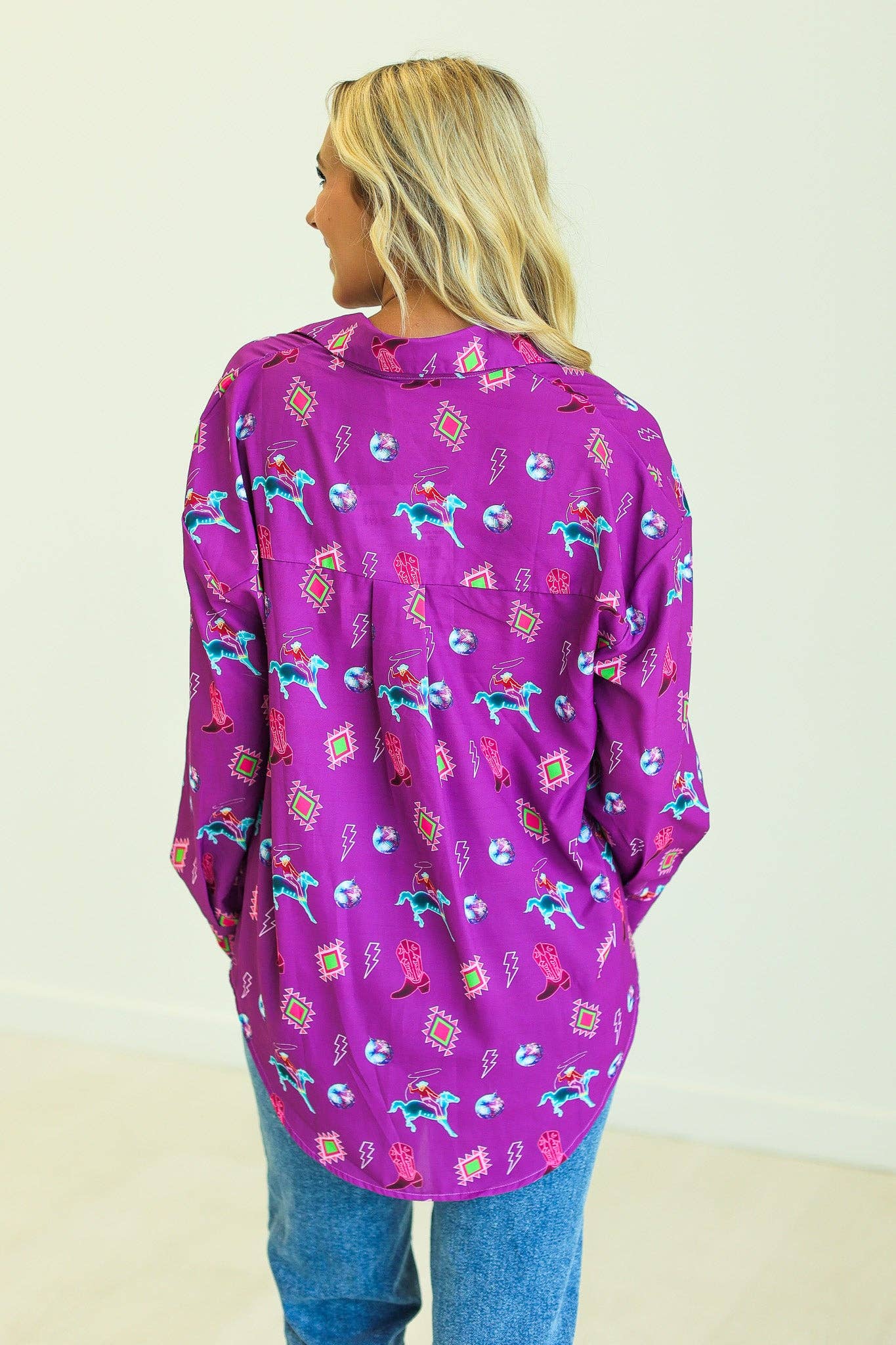 Kathryn Classic Button-Up, Purple Western Elements