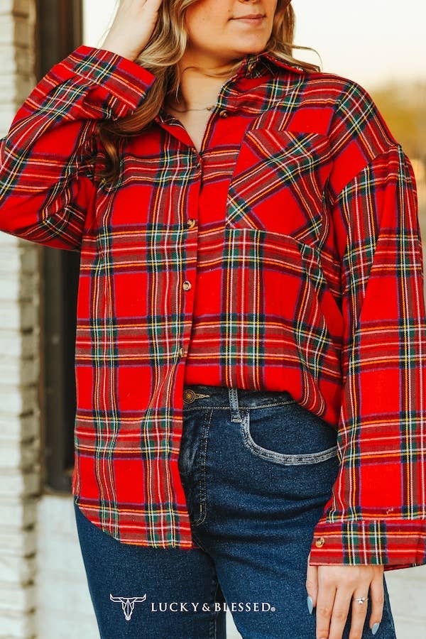 Red Flannel Button Down Shirt